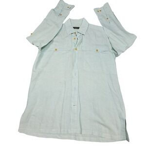 JL Powell Mens Linen Blend Long Sleeve Button Down Shirt Mint Green Size M